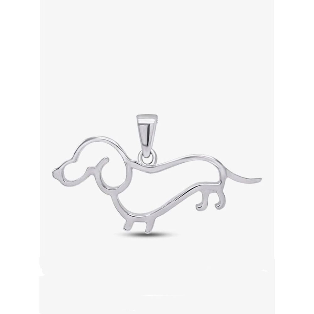 Wiener Dog Dachshund Dog Charm 14k Gold Plated Silver